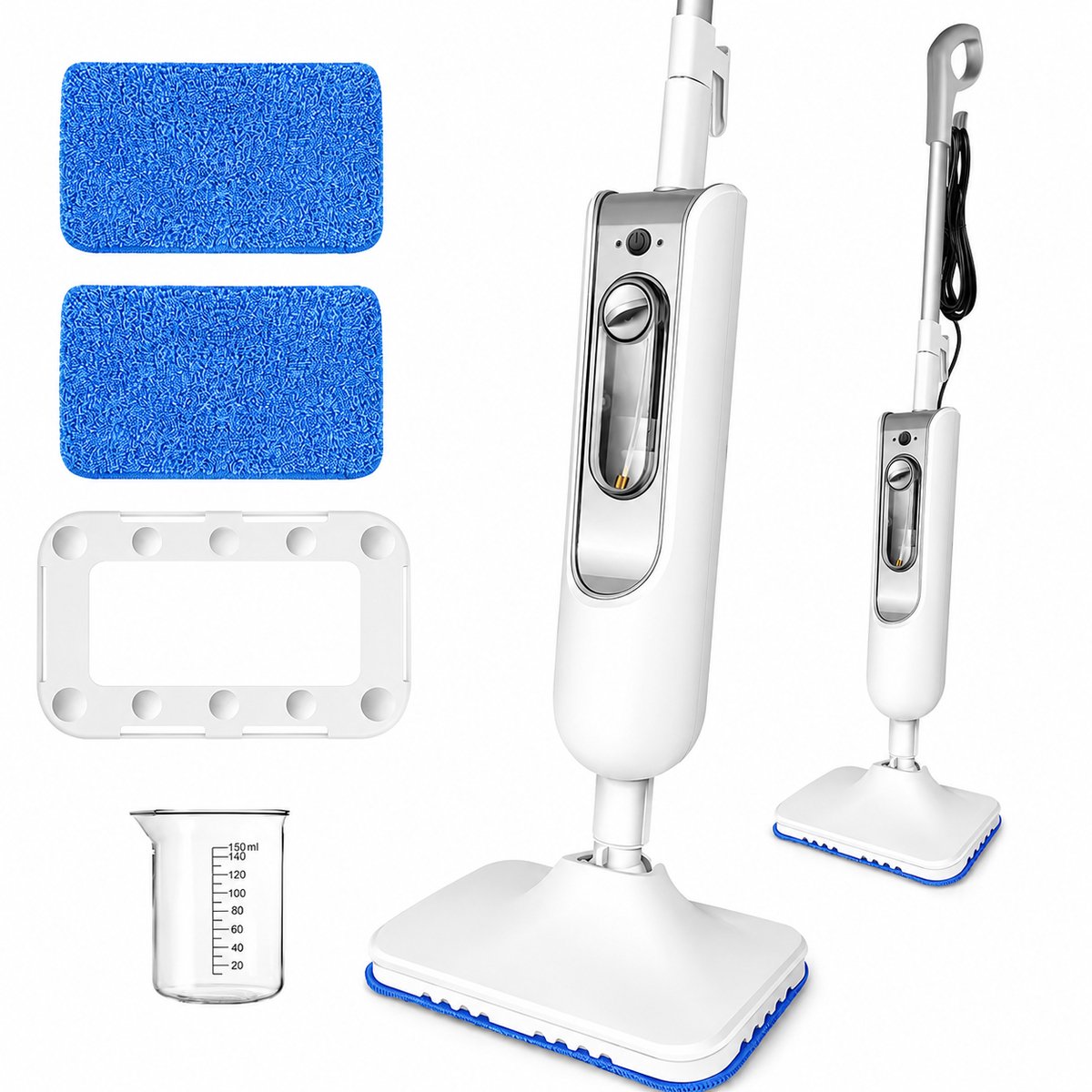 DPLUNIQ Stoomreiniger - Stoomapparaat - Vloerreiniger - Stoomdweil - Krachtig - 220-240V - 1500W - 400ml - Veelzijdig - Wit