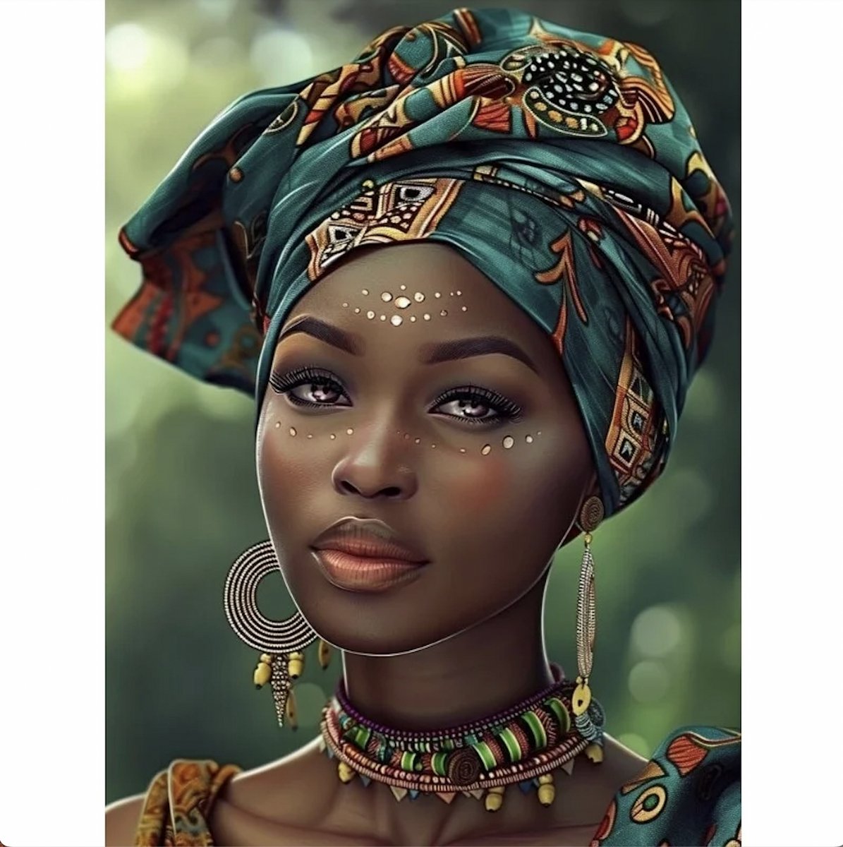 TOPMO - Afrikaanse Vrouw - Diamond painting pakket - HQ Diamond Painting - volledig dekkend - Diamant Schilderen – voor Volwassenen – ROND - 40 x 50 CM