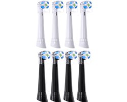 Geschikt voor Oral-B iO 3/4/5/6/7/8/9/10- Ultimate Clean-serie-elektrische tandenborstels- vervangende opzetborstels- 4 stuks (zwart)+4 stuks (Wit)