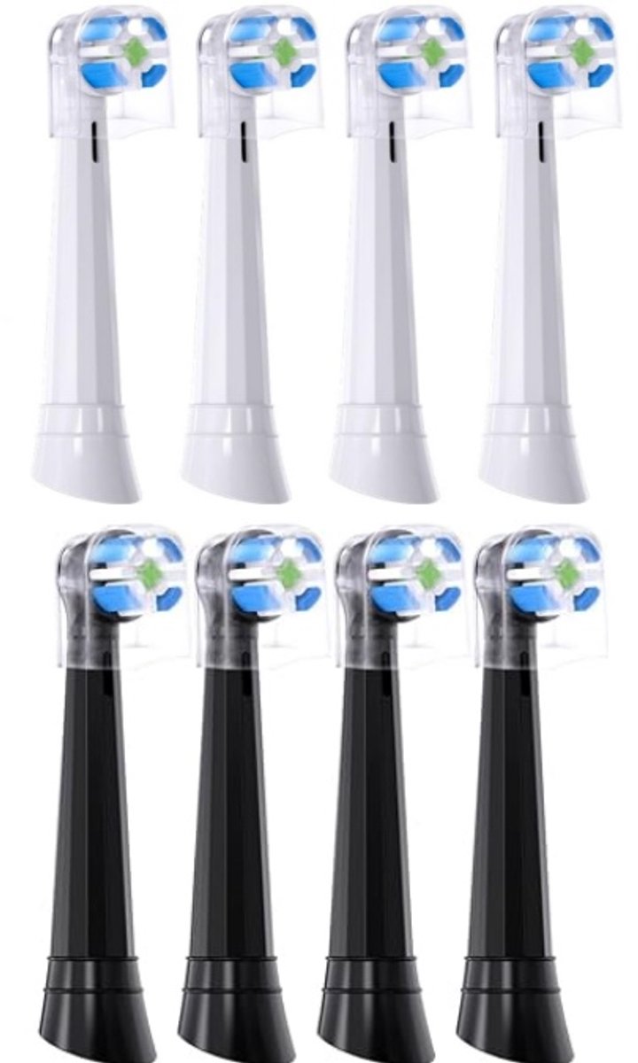 Geschikt voor Oral-B iO 3/4/5/6/7/8/9/10- Ultimate Clean-serie-elektrische tandenborstels- vervangende opzetborstels- 4 stuks (zwart)+4 stuks (Wit)