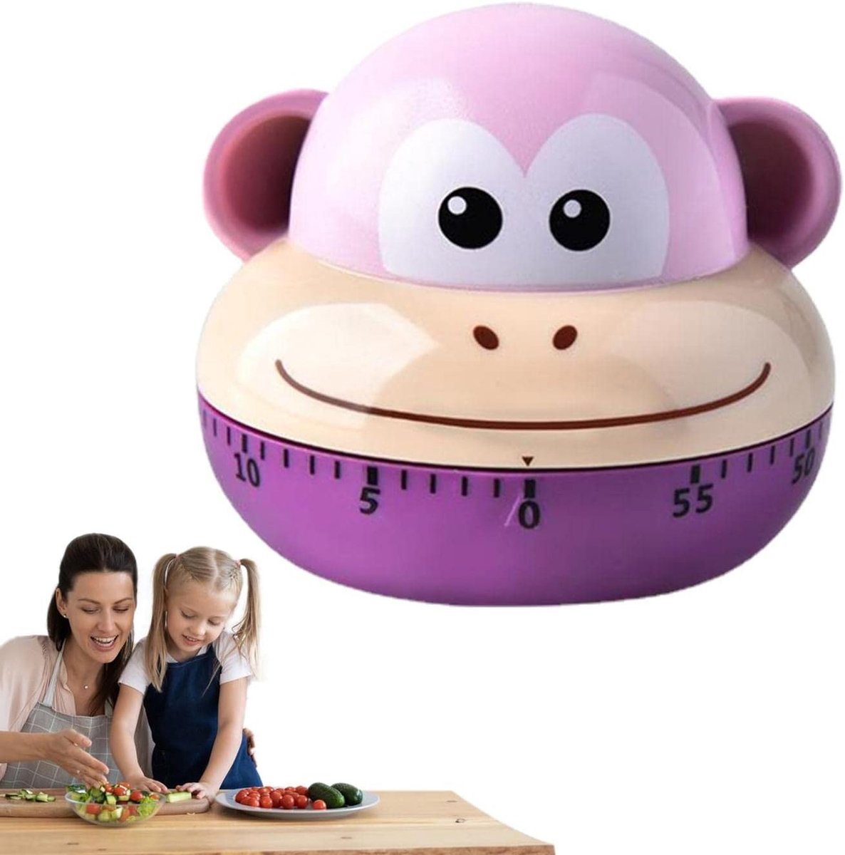 Kookwekker - Timer - Eierwekker - time timer - keukenwekker - keuken timer - keukentimer - kookwekker kind - eiertimer - Ei wekker - Ei timer - eietimer - Eieren wekker - Mechanische timers - Geschikt voor Kinderen en Volwassenen, Bakken - Paars