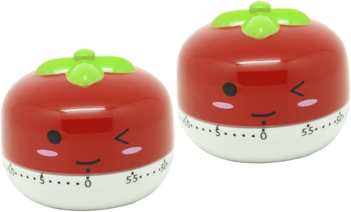 Kookwekker - Timer - Eierwekker - time timer - 2 stuks - keukenwekker - keuken timer - keukentimer - kookwekker kind - eiertimer - Ei wekker - Ei timer - eietimer - Eieren wekker - Mechanische timers - Rood - Geschikt voor Volwassenen, Bakken, Koken