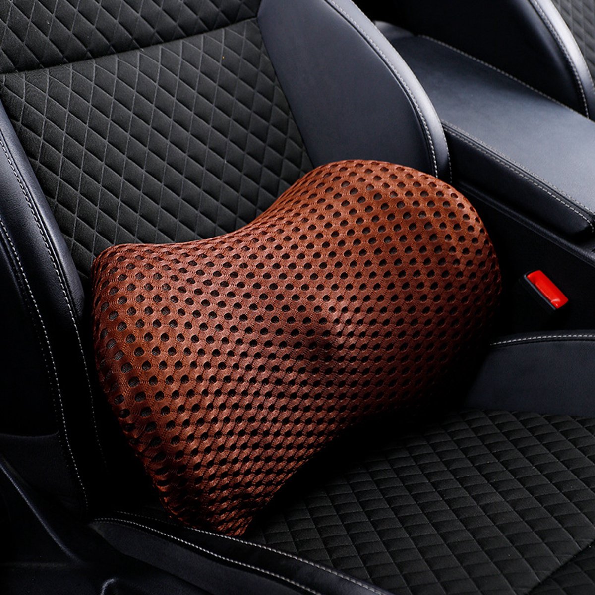 Ergonomisch rugkussen - 46×22x16 cm - Rugsteun - Orthopedisch rugkussen - Lendensteun - Rugsteun Auto - Rugondersteuning - Onderrugondersteuning - Lendenkussen - Ergonomisch - Traagschuim - Geschikt voor Bureaustoel, Auto, Bed, Bank - Khaki