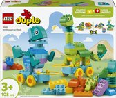 LEGO DUPLO 3-in-1 Dinosaurussen op Wielen Leerzaam Speelgoed voor Peuters met 6 Figuren 10451