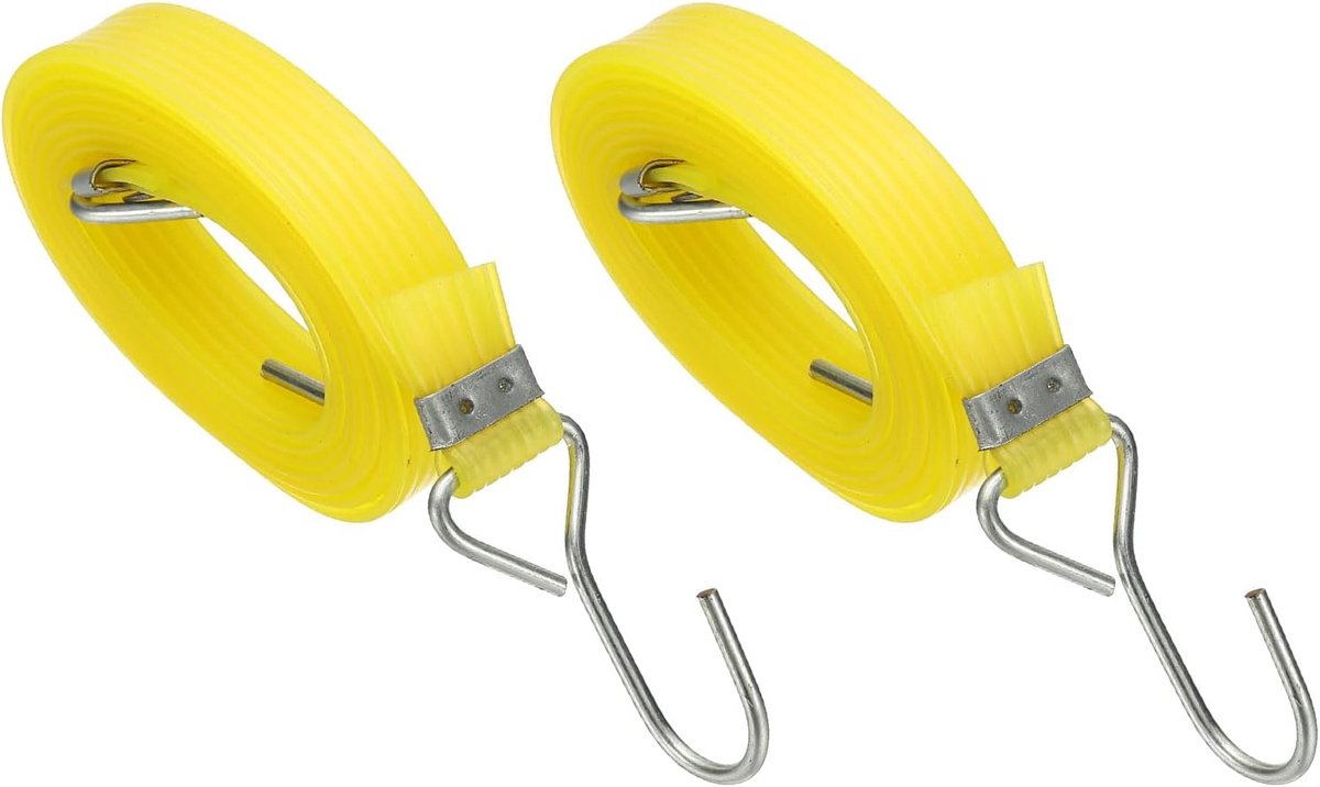2 stuks- spanbanden- Elastische Bagageriemen- fietsriempjes- spanbanden Geel - spanbanden kort-spanbanden fiets-spanbanden motor-Bevestigingsriemen- Eenvoudige bevestiging- Voor bestelwagens, fietsen, aanhangers, bagage-1.5m-Met haken