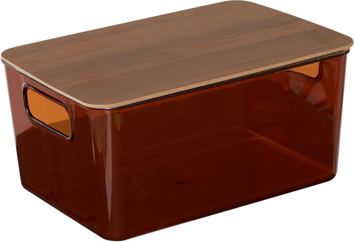 Opbergdoos met deksel van PET en hout