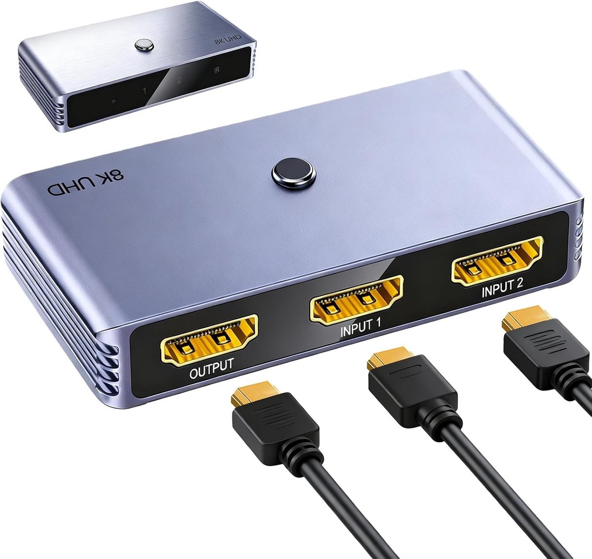HDMI Switch 2-in-1 Out - 8K 4K 60Hz Splitter voor TV, PC, Monitor, Blu-ray Speler en Console
