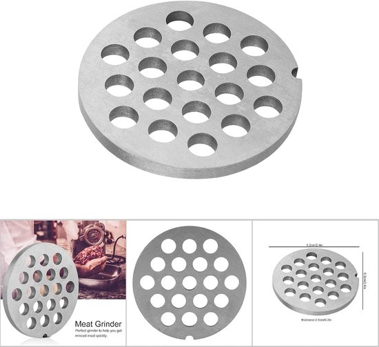 Professionele Perforatie Schijfset voor Vleesmolen, RVS Snijschijf en Onderdelen voor Vleesverwerking en Koken (Klein Rond Gat 8mm) — afbeelding 3