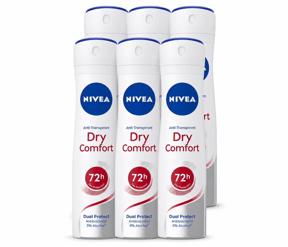6 x NIVEA - Deodorant Spray - Droog Comfort - Antibacterieel - 150 ml - Voordeelverpakking - 6 stuks