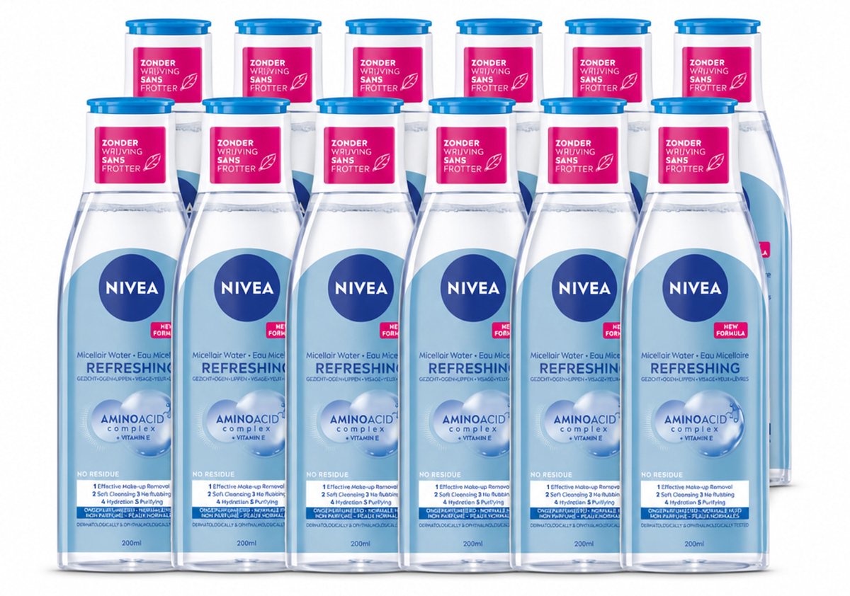 12 x NIVEA – Micellair Reinigingswater – Refreshing – 200 ml - Voordeelverpakking - 12 stuks