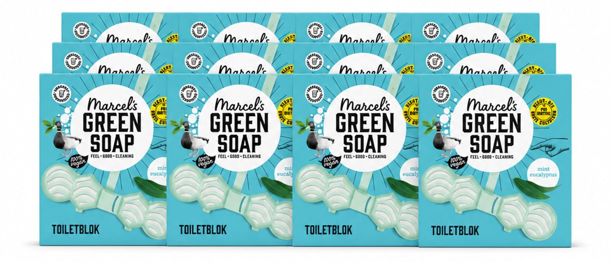 12 x Marcel's Green Soap - Toiletblok - Munt & Eucalyptus - Langdurige werking - 1 Toiletblok - Voordeelverpakking - 12 stuks