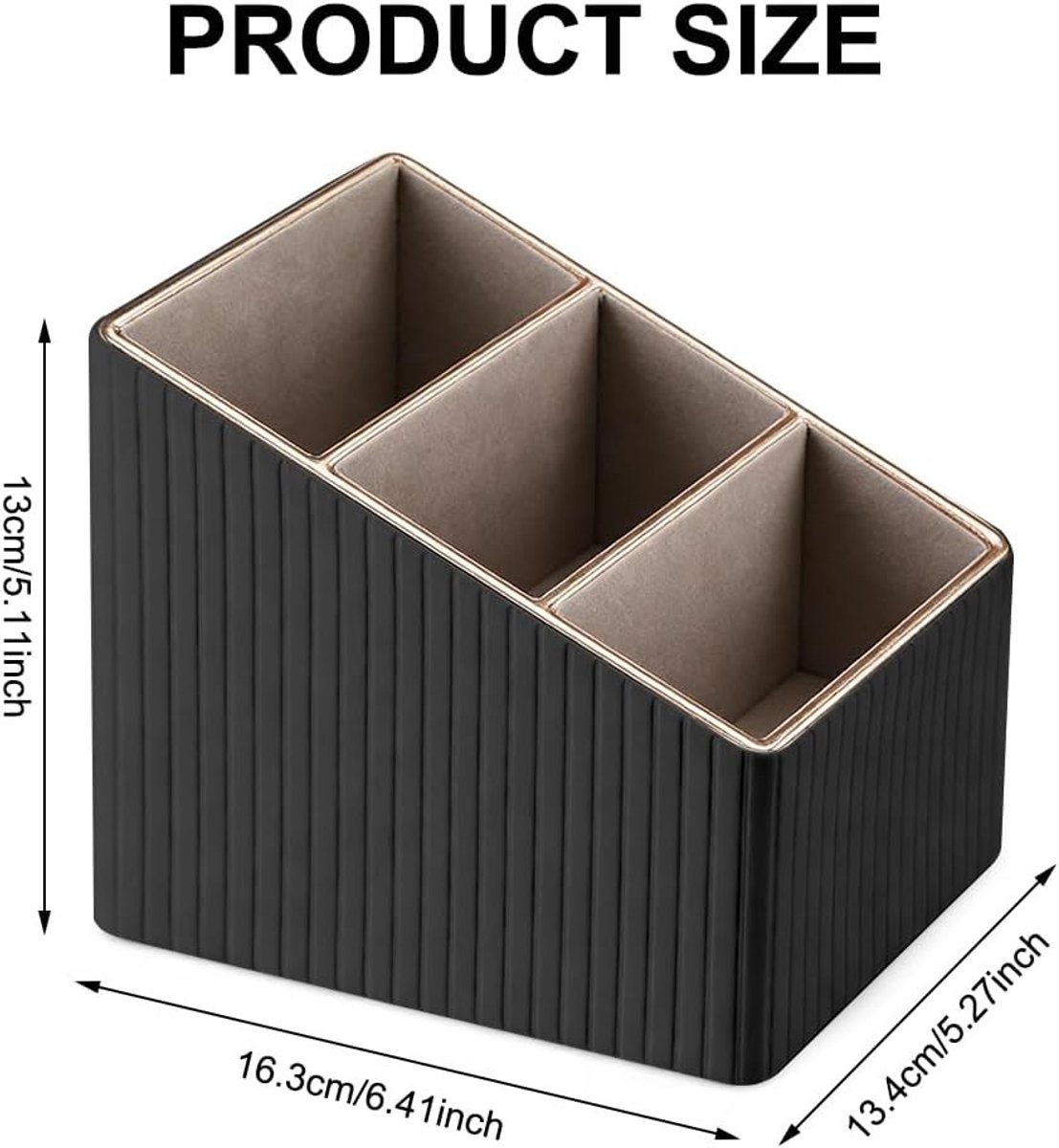 Multifunctionele Pennenhouder en Bureau Organizer met 3 Compartimenten voor Thuis en Kantoor, Ideaal voor TV- en Bureau-accessoires, Zwart