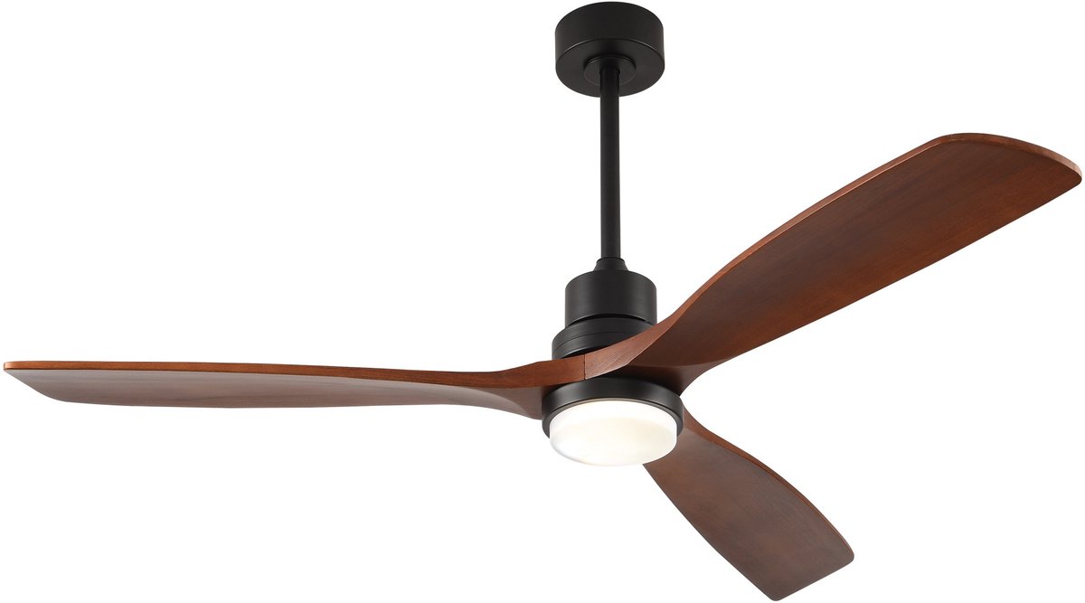 Plafondventilator Met Verlichting 60 Inch – 3 Bladen – Dimbare Led Met 3 Kleurtemperaturen – Massief Hout – Walnoot Zwart – Afstandsbediening