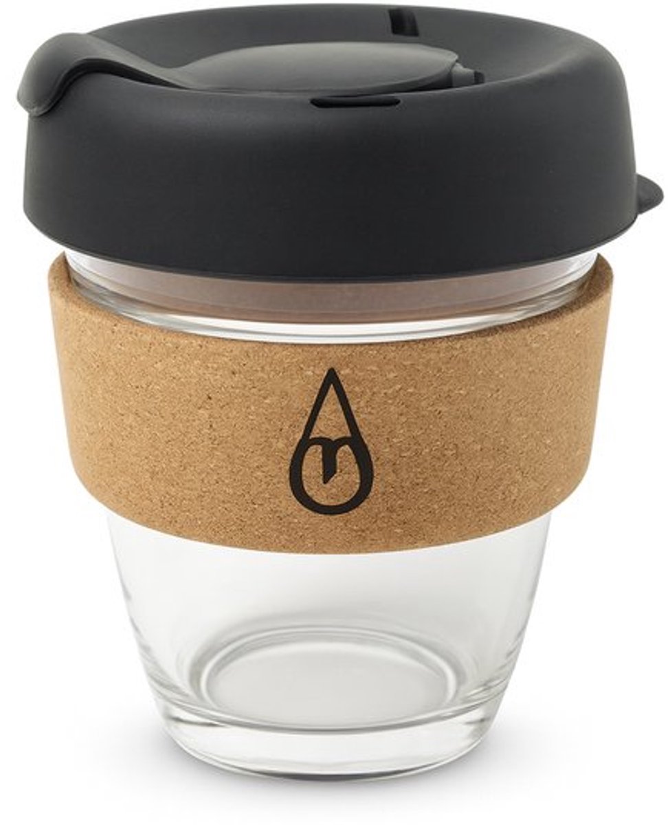 Motivai Koffiebeker To Go – 300ML (10oz) – Herbruikbare Isolerende Coffee Cup met Kurken Band – Lekvrij & BPA-vrij Glas – Duurzame Thermosbeker – Transparant
