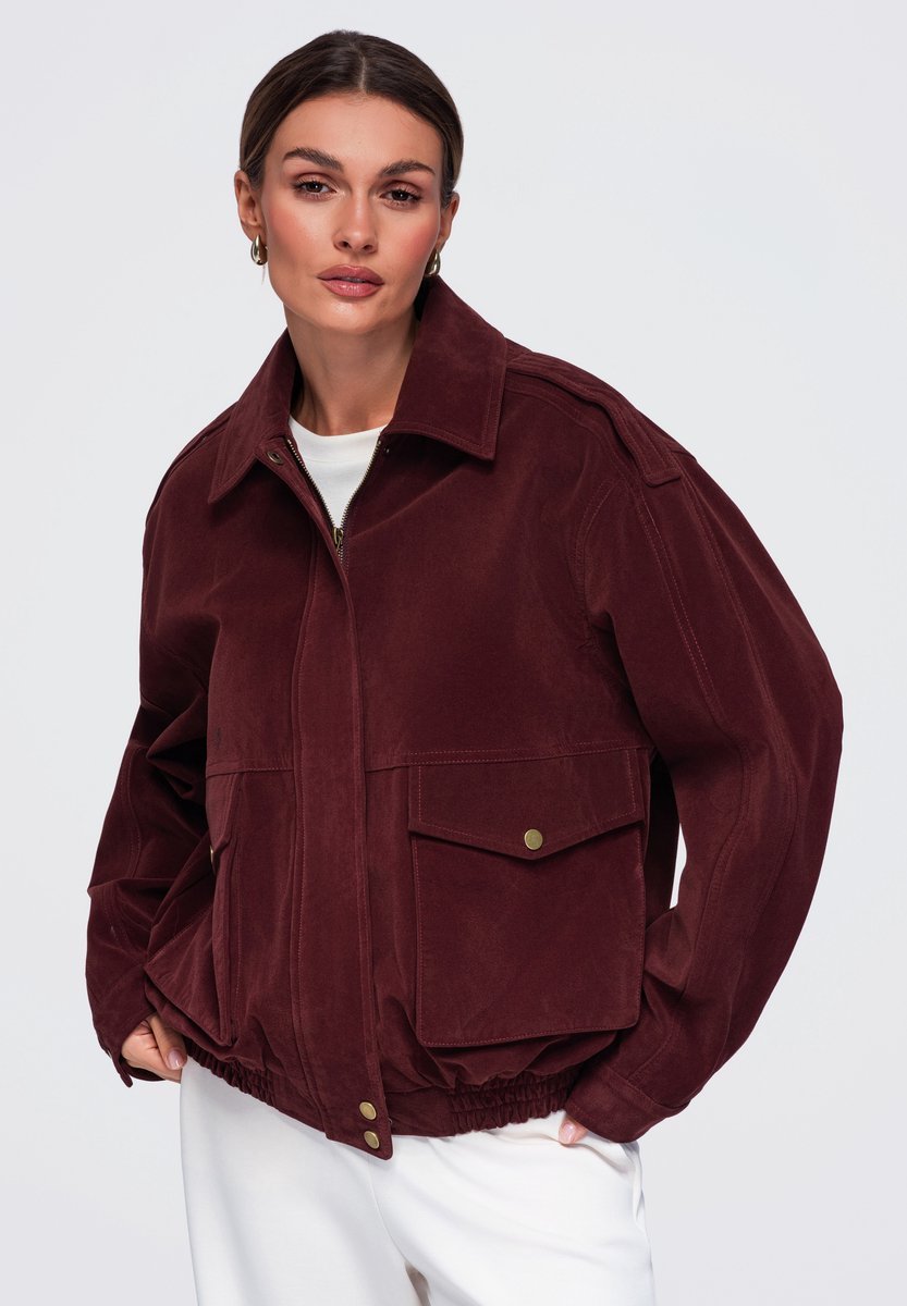 OMBRE Jas - Lange Mouw - Rits - Effen Bordeaux M/L