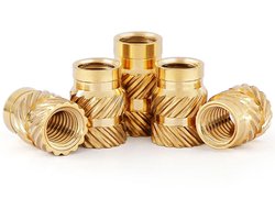 M6 Draad Inserts - 50 Stuks M6 x 10 x 8, Warmtebehandeld Messing, Geschikt voor Kunststof Componenten, Duurzame Knurled Moeren en Hardware Accessoires