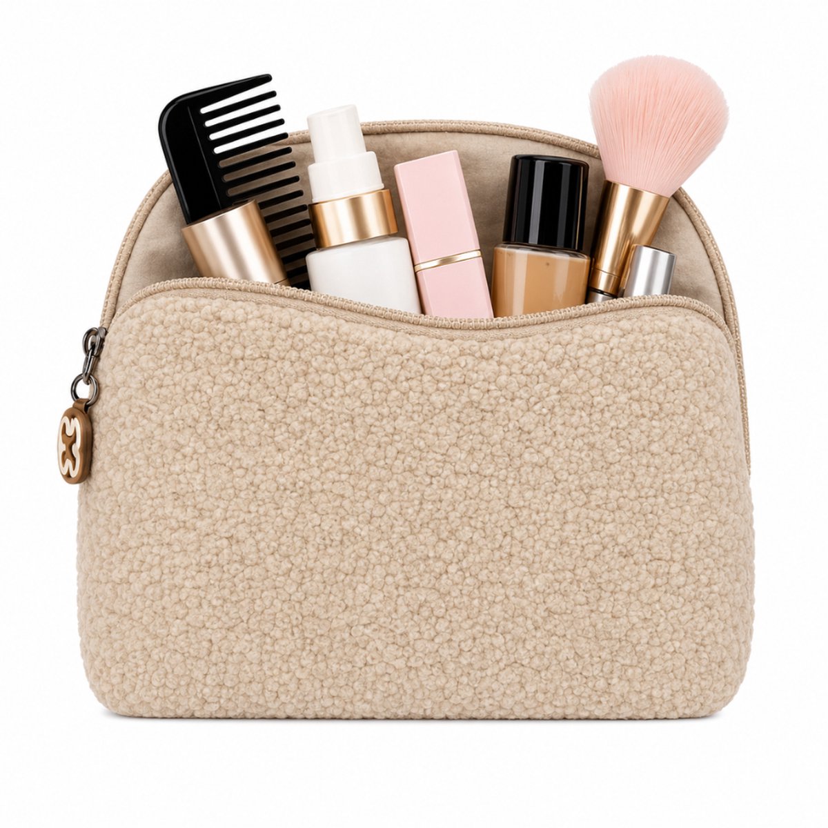 Lukkies Toilettas Beige – 26 x 17 cm | Gevoerd | Make-up Etui - Reistas - Cadeau - Kerst - Moederdag