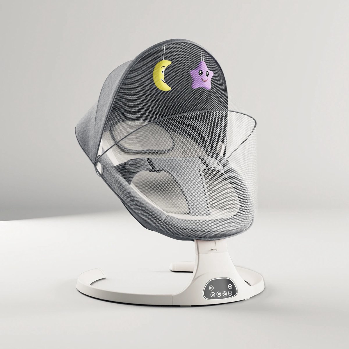 Baby Swing - Elektrische Babyschommel - Automatische Wipstoel - Met slimme afstandsbediening | 5 punts veiligheidsgordel Grijs