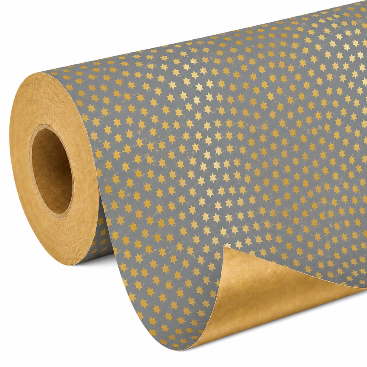 Papierrol – Sterren – Goud groen – 50 cm x 100 meter – Cadeaupapier