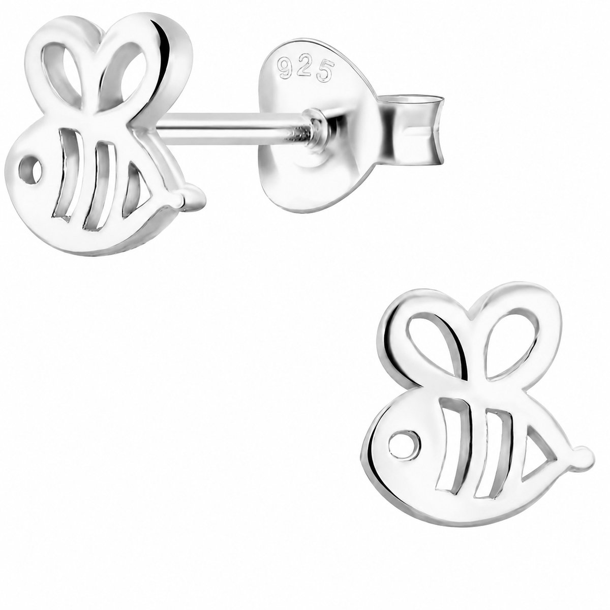 Zilveren oorknopjes met schattig bijtje - kinderoorbellen - voor dames en meisjes - 5x6mm
