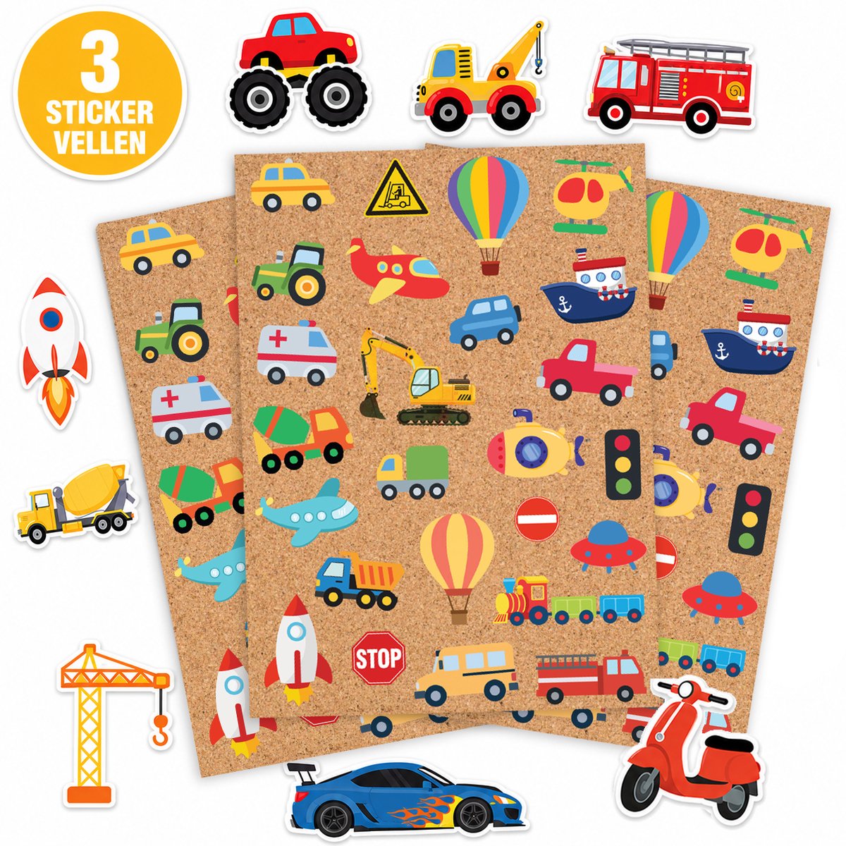 Voertuigen Stickervellen - Voertuigen Stickers - Stickers Jongens