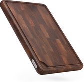 Deleca Walnoot Kopshouten Snijplank met Sapgeul - Hakblok Hout Voor Keuken - Anti-slip / Handgrepen – Signature Houten Amerikaans Walnoten Kopshout - 43x33x3 cm