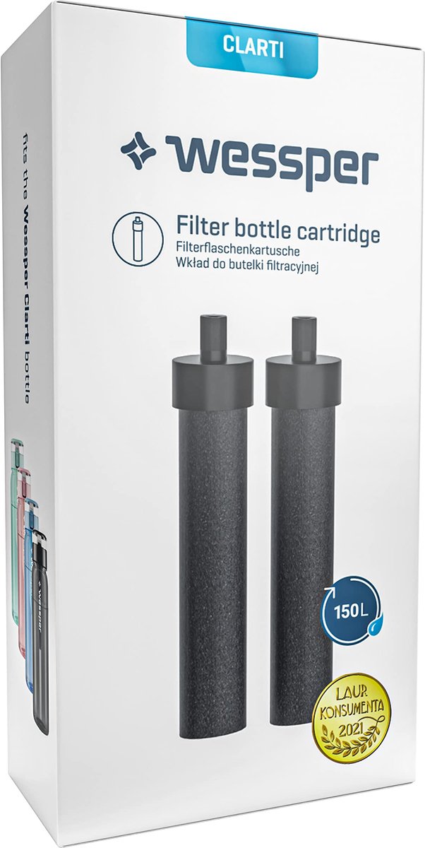 Wessper Clarti Waterfilter, 2-pak Filter voor Wessper Tritan drinkflessen om Chloor, Microdeeltjes en Andere - ShopVlot