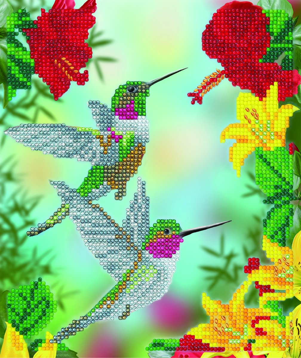 Crystal Art Diamant painting Hungry Hummingbirds (21x25cm/partial)