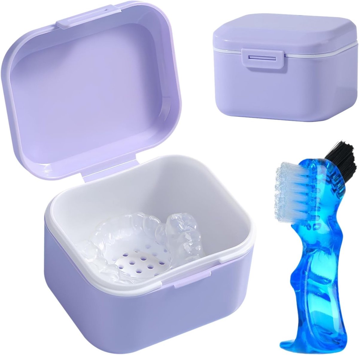 Tandprothese Box - Lichtviolet - 8 x 7 x 5 cm - Veilig PP Materiaal - Voor Prothesen en Orthodontische Apparaten