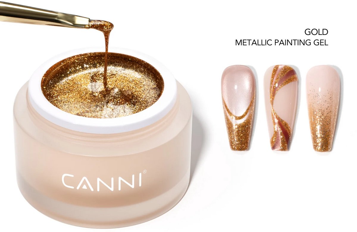 Canni UV Gellak Metallic Goud - 10 gram - Metallic Gellak - Zonder Kwastje - Gellac Metallic - Gellak Goud - Gouden Gellak - Gellak Gold - Gellak Kleuren - Canni Gellak - Gellak Nagellak