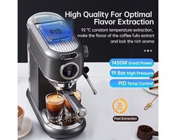 Espressomachine – Koffiemachine – Pistonmachine – Cappuccinomachine – Mini Koffiezetapparaat – 19 Bar Pompdruk – Afneembare 1,1L Watertank