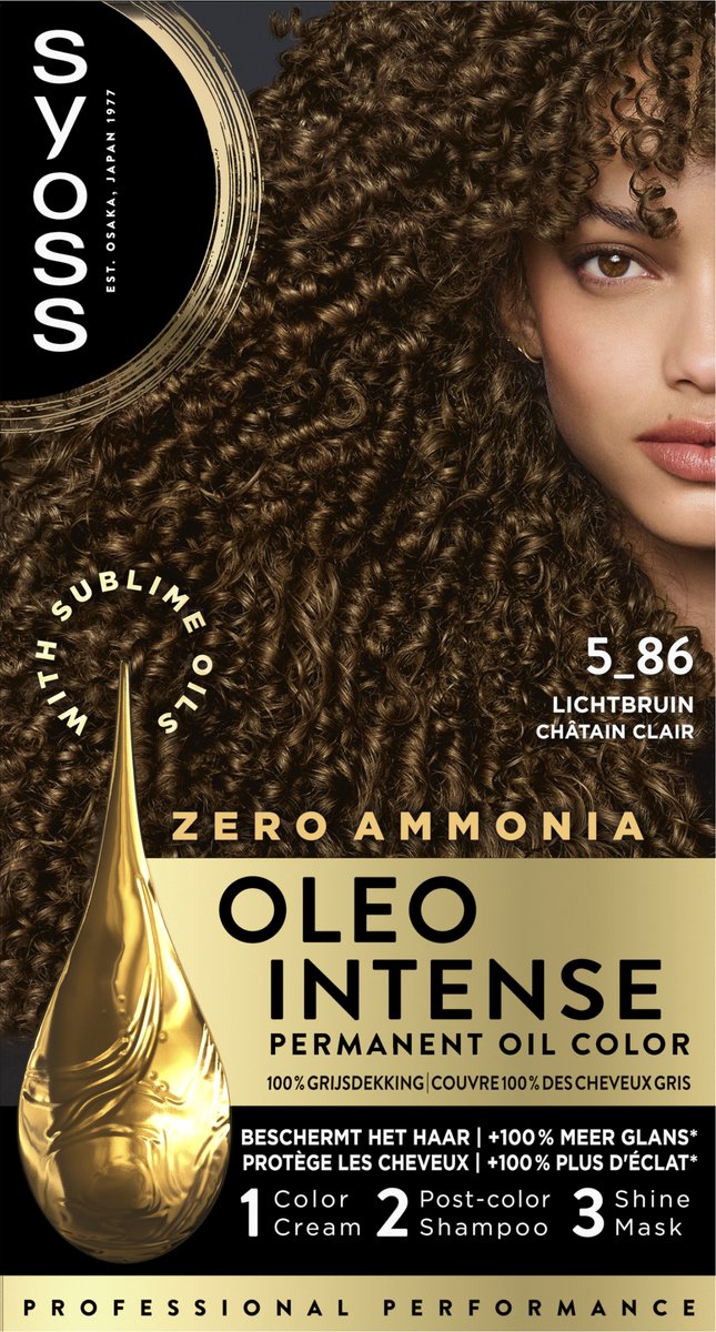 Bol.com Syoss Oleo Intense 5-86 Haarverf - Lichtbruin - Permanente Haarkleuring - Ammoniakvrij - Met Voedende Oliën - 100% Grijs... aanbieding