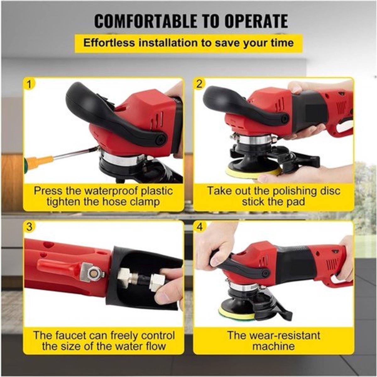 Vevor - Multischuurmachine - Multitool - Schijf Bandschuurmachine - Polijstmachine - Natte polijstmachine - 1200W - Rood