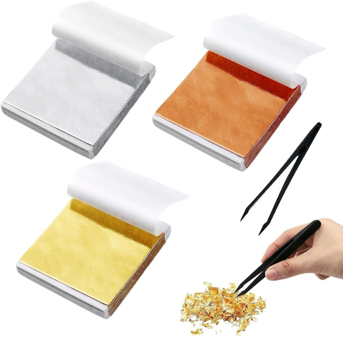 Set van 300 Gouden Pincetten voor Creatieve Projecten, 8 x 8.5 cm, Geschikt voor Nagels, DIY, Decoratie en Meubelrenovatie