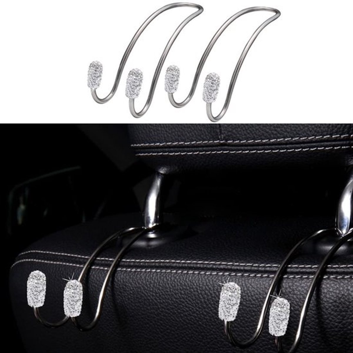 Dailygoody - Bling Auto Achterbank Organizer - Multifunctionele Opberghaak - Wit
