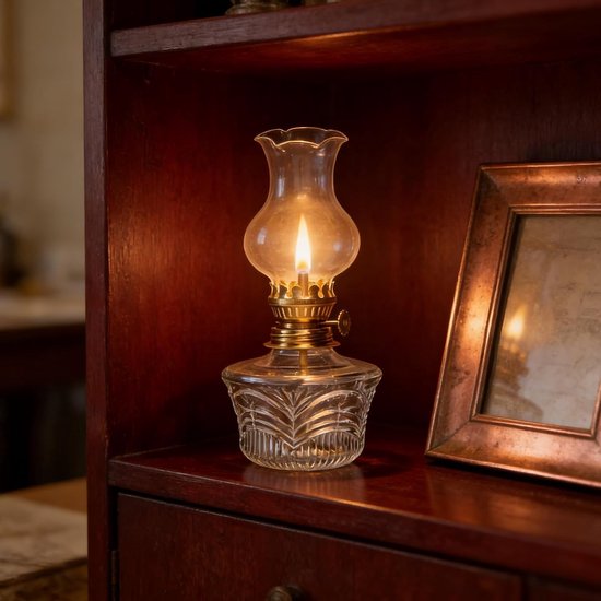 Retro Petroleum Lichten Set van 2, 18 cm Glazen Olielampen met Verstelbare Vlam, Stijlvolle Stormlamp voor Woonkamer en Tuin Decoratie — afbeelding 5