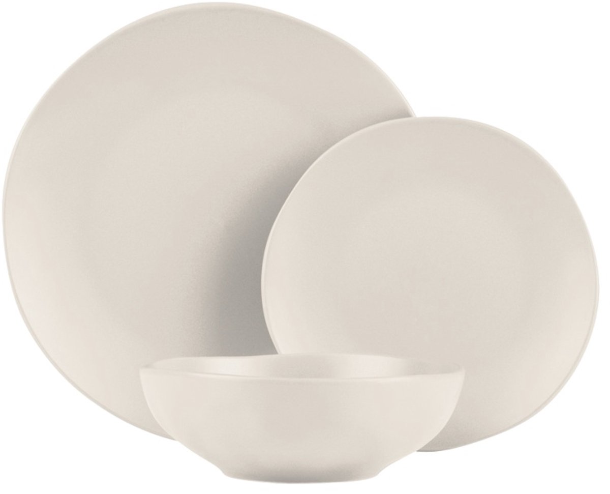 Berlinger Haus Serviesset Mat Crème Rond - 18-Delig / 6 Personen - 6 dinerborden, 6 ontbijtborden en 6 diepe borden