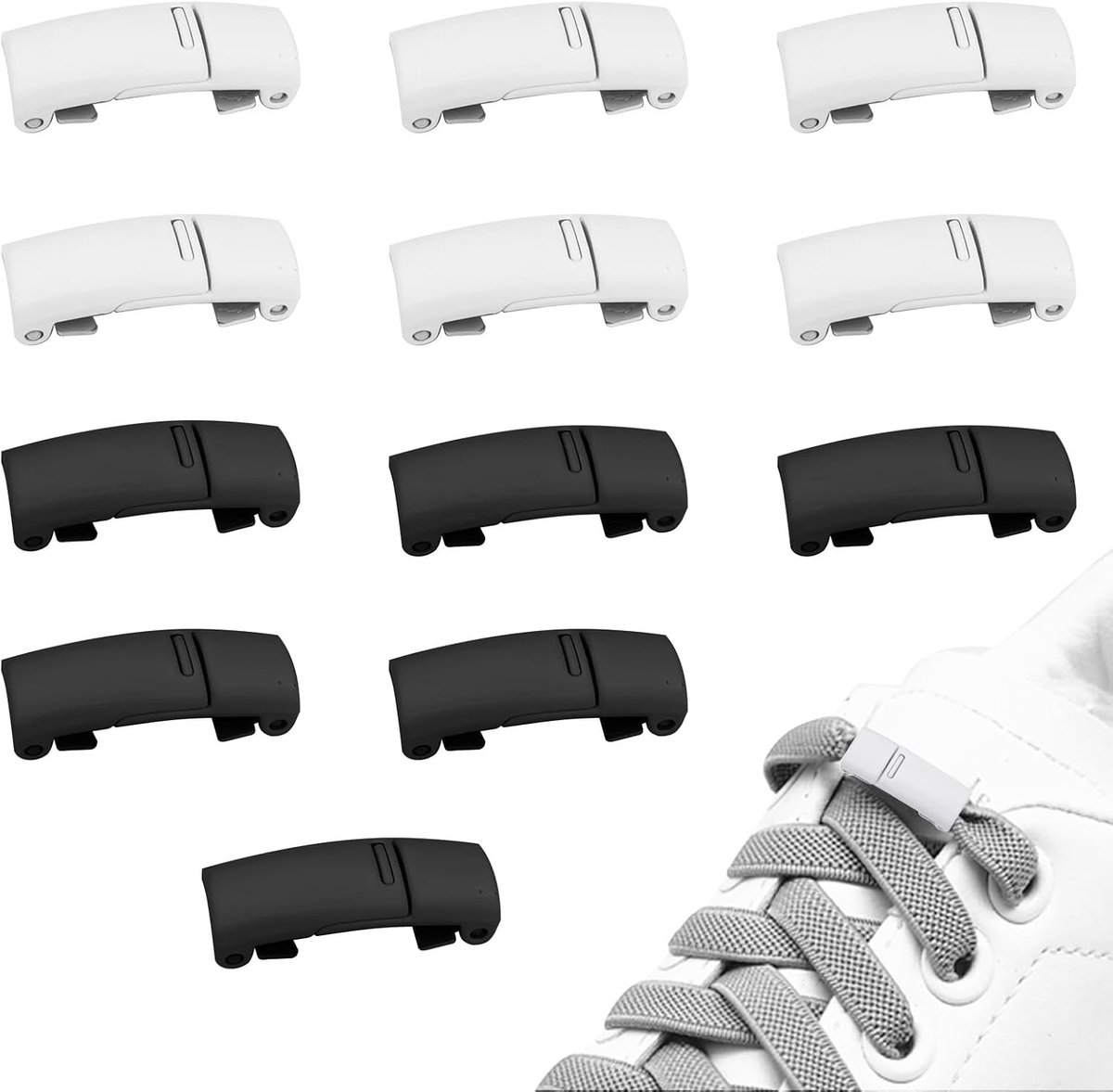 12 Stuks Witte Veters voor Sneakers - Snelle Sluiting voor Casual Schoenen, Duurzaam en Comfortabel