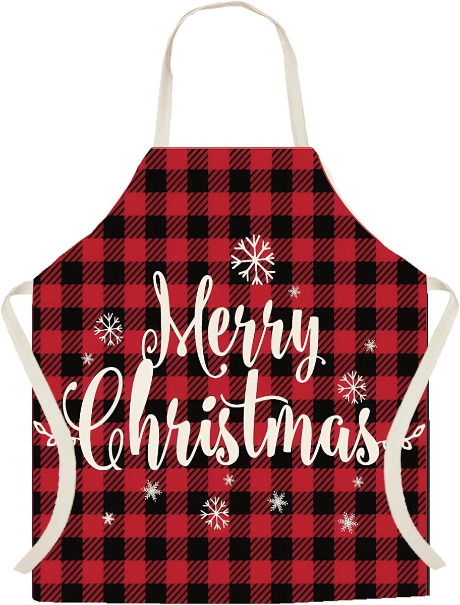 Kerst Schort - Polyester Keukenschort met Halsband voor Bakken, Afwassen en Keuken Cadeaus (Stijl 1)