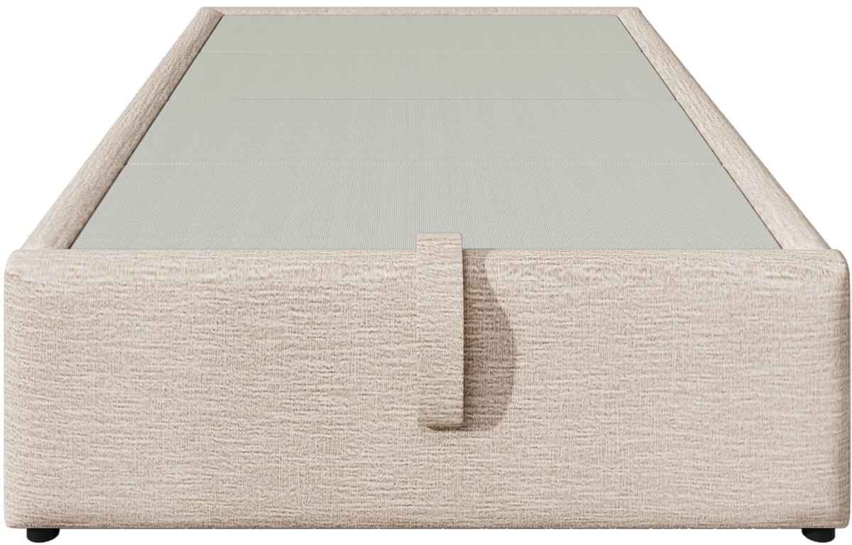 WUVRIE Eenpersoonsbed 90x190 cm met opbergruimte, USB en Type-C, naturel/beige