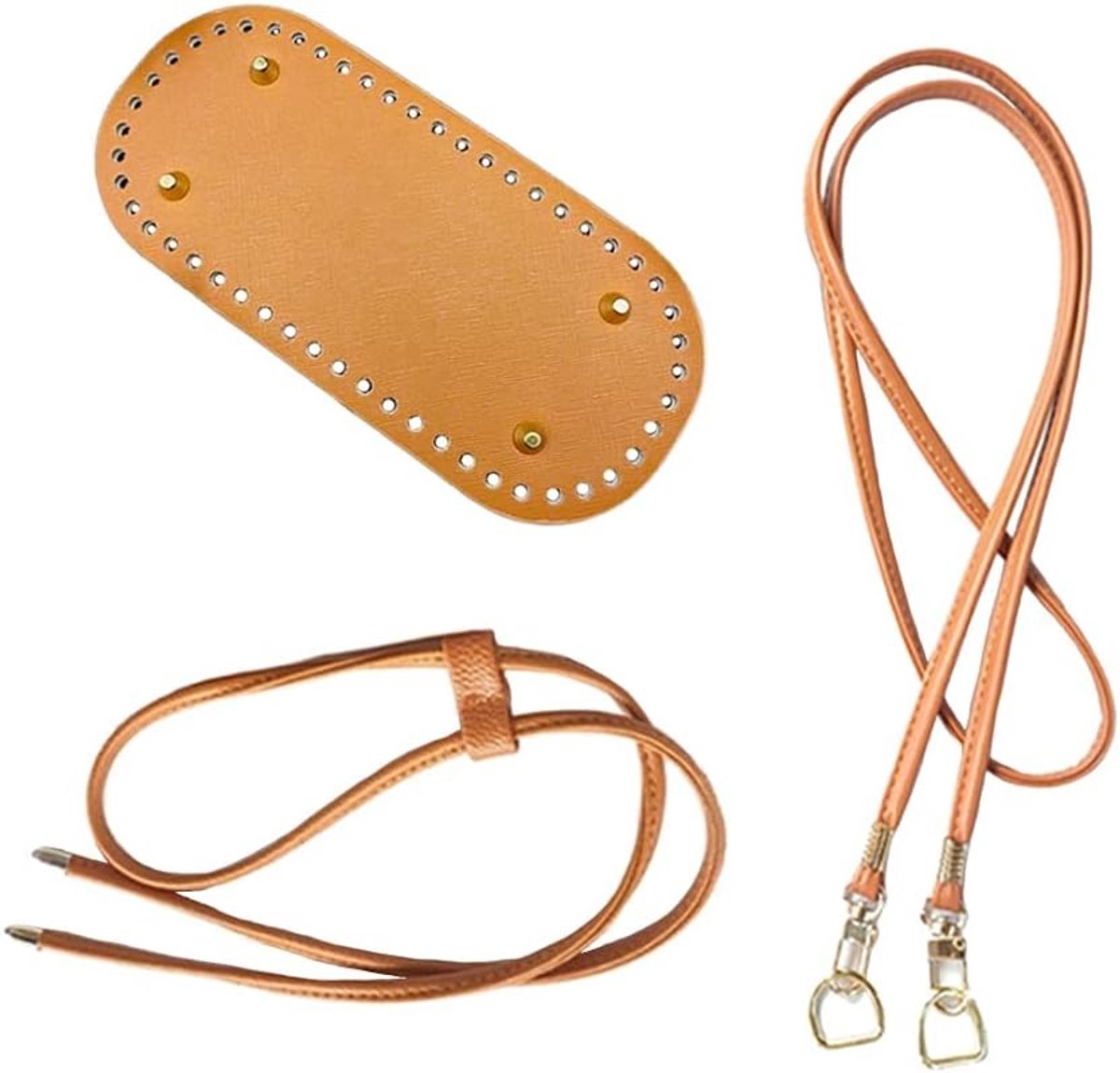 Aanpasbare Tasbodem met Trekkoord en Ronde Ring, Vervangende Leer Schouderriem voor Handtassen, Ideaal voor Haken en Accessoires