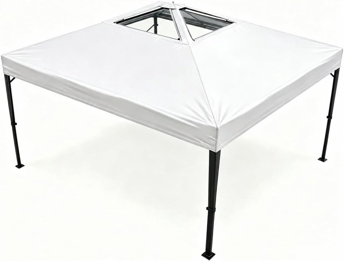 Pop-Up Partytent - 300x300x250cm - Tuinpaviljoen met Geventileerd Dak - Stevig Stalen Frame - Instant Draagbare Schuilplaats - 3 Verstelbare Hoogtes - Voor Terras Strand Camping - Wit