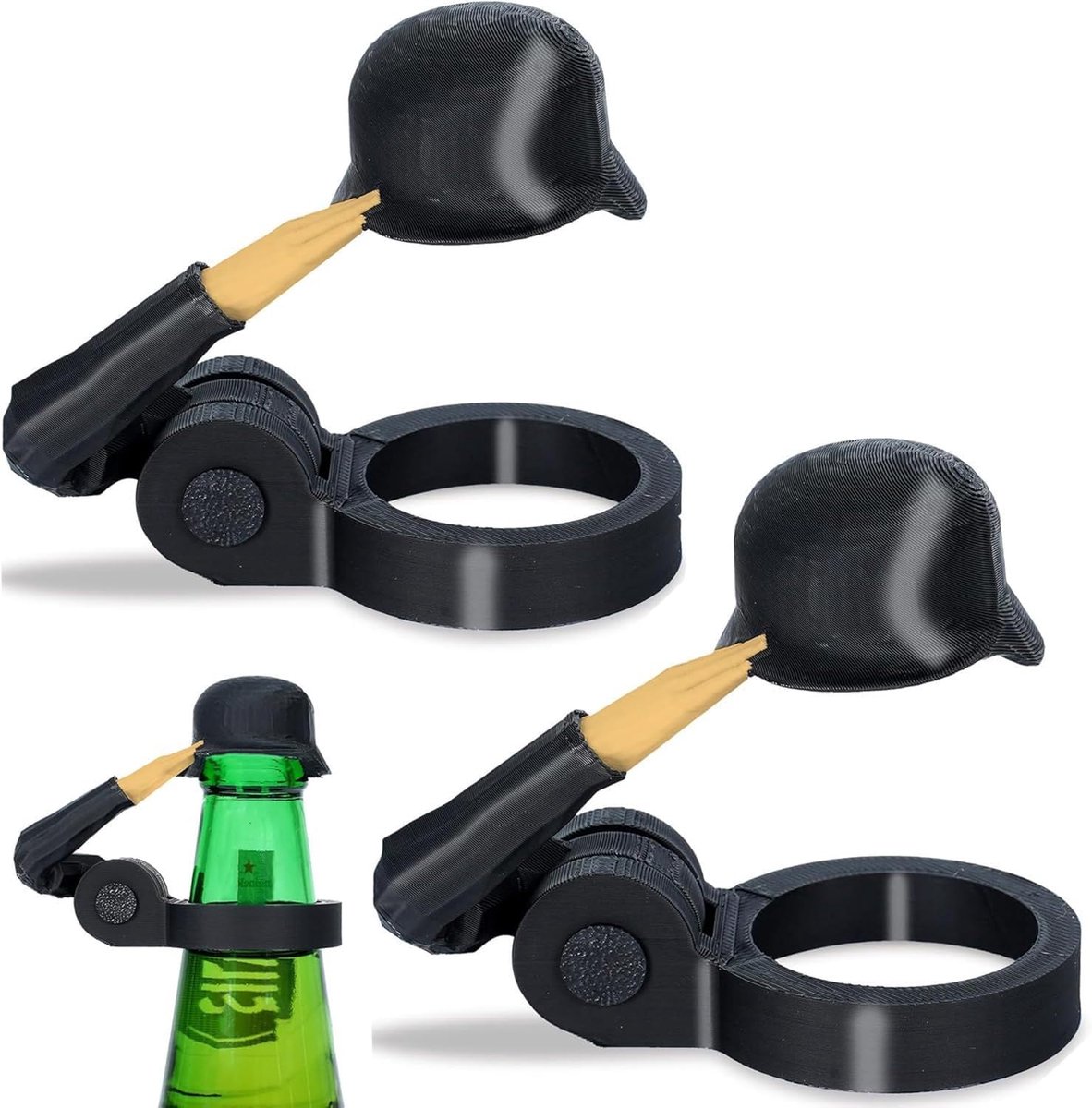 4 stuks‑bierfles helm‑leuke decoratie‑klein‑siervoorwerp‑8x4x5,3cm‑zwart‑huidskleur
