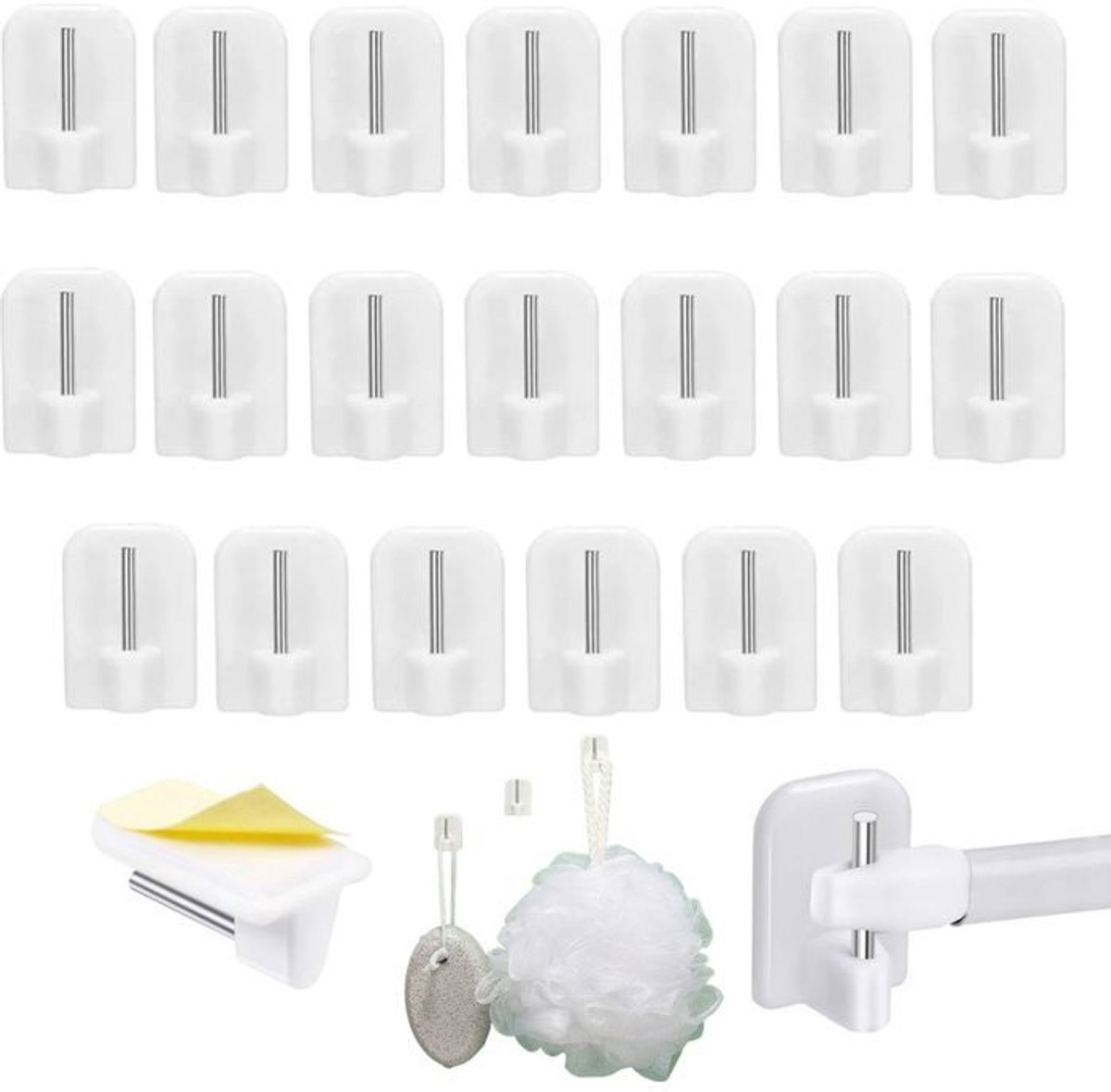 Gordijnhaak - Set van 20 praktische zelfklevende clips voor het ophangen van gordijnroeden en raambekleding