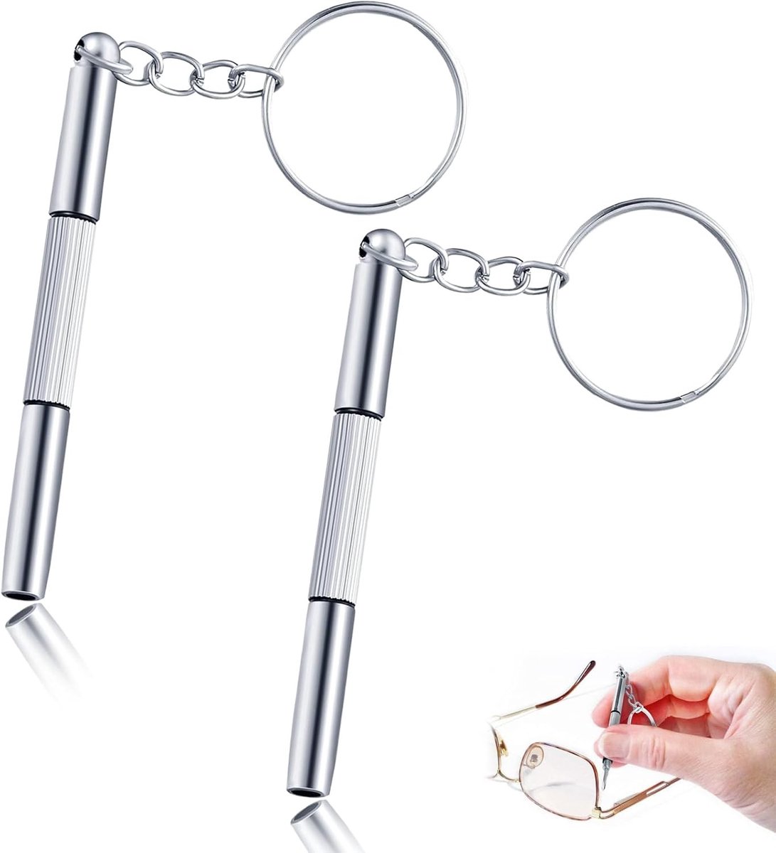 Mini Sleutelhanger Schroevendraaiers Set - 3 in 1 Draagbare RVS Mini Schroevendraaiers voor Juwelen en Horloge Reparatie, Compact en Handig in Gebruik