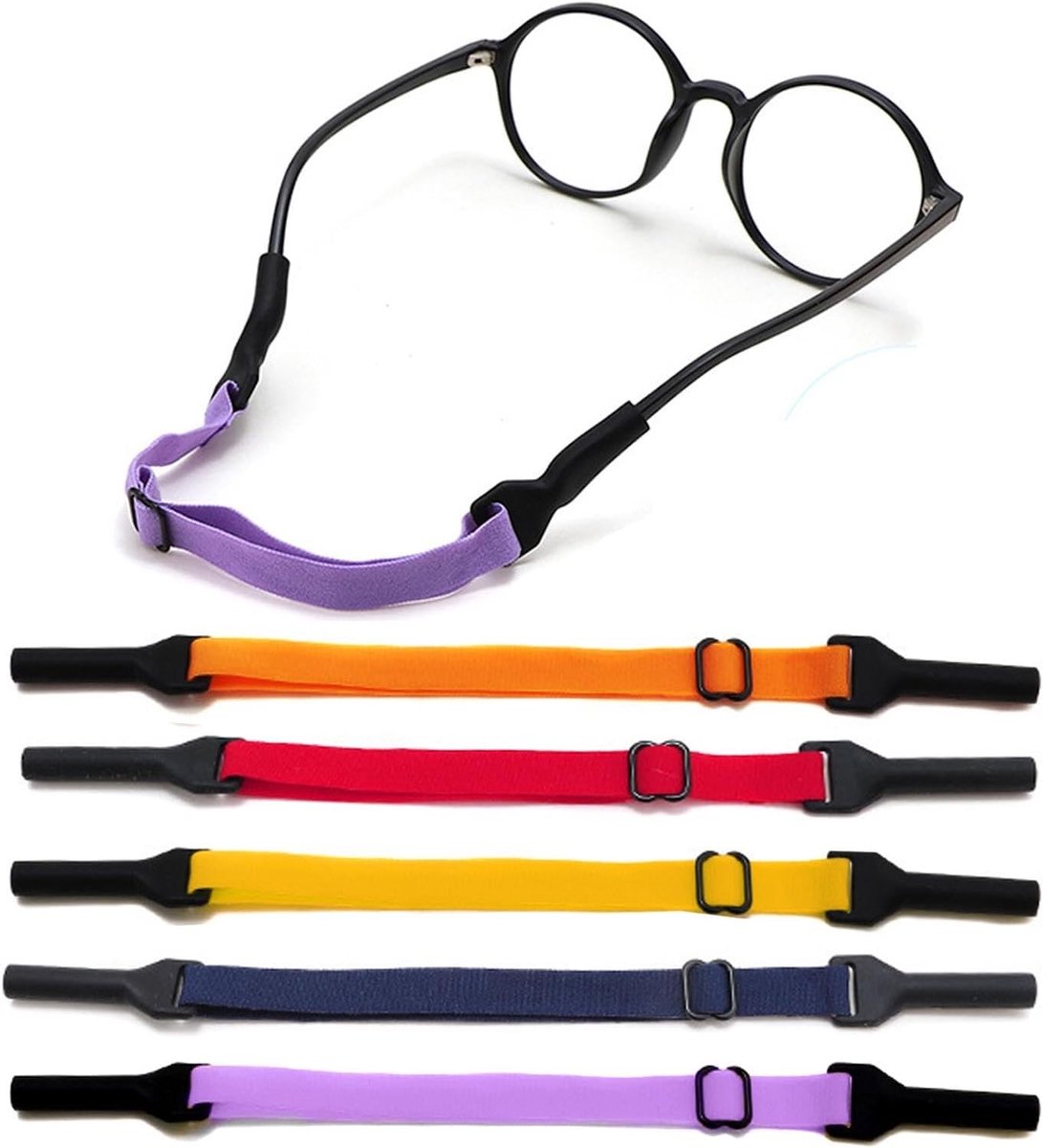 Verstelbare brillenbanden, universele brillenriem van siliconen voor mannen, vrouwen en tieners, multi-kleur, 8.5 inch tot 13.5 inch, ideaal voor zonnebrillen en eyewear accessoires