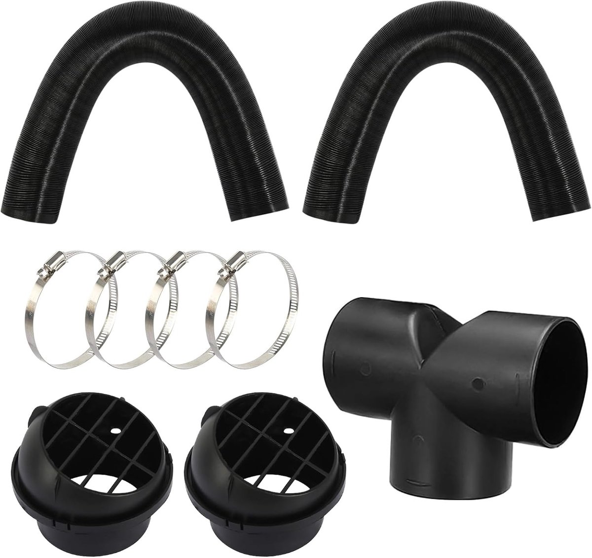 Verwarmingspijp Set 75mm voor Kachels - T-Stuk, Slangen en Accessoires voor Nachtverwarming en Efficiënte Warmteverdeling