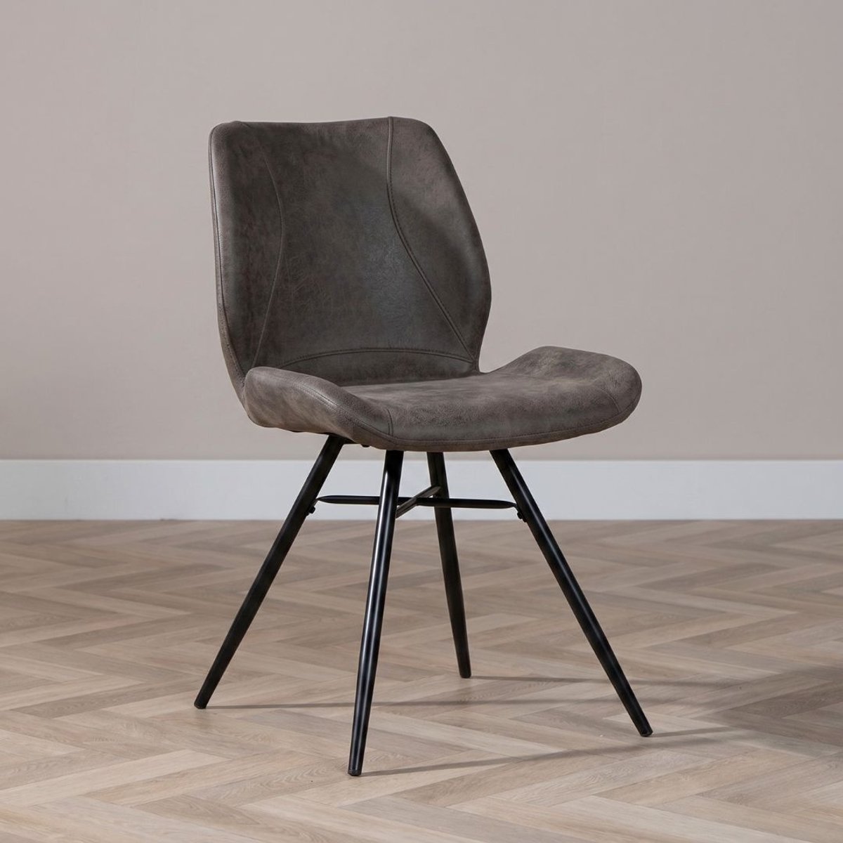 Bronx71 Industriële eetkamerstoel Barrel antraciet eco-leer - stoel