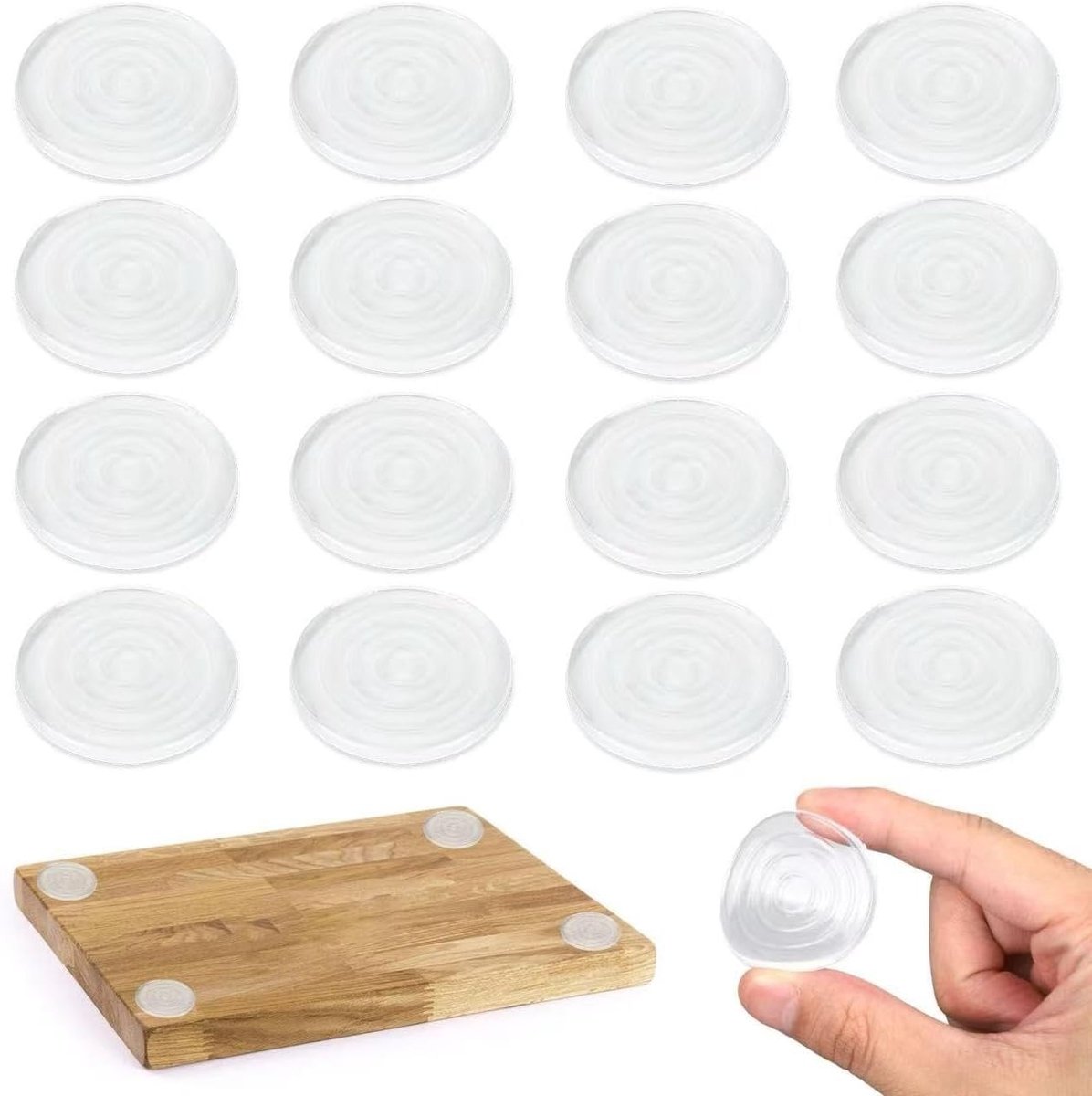 16 stuks zelfklevende anti-slip pads voor snijplanken, herbruikbare siliconen voetjes voor meubels, stoelen en werkbladen, rubberen grip voor betere stabiliteit