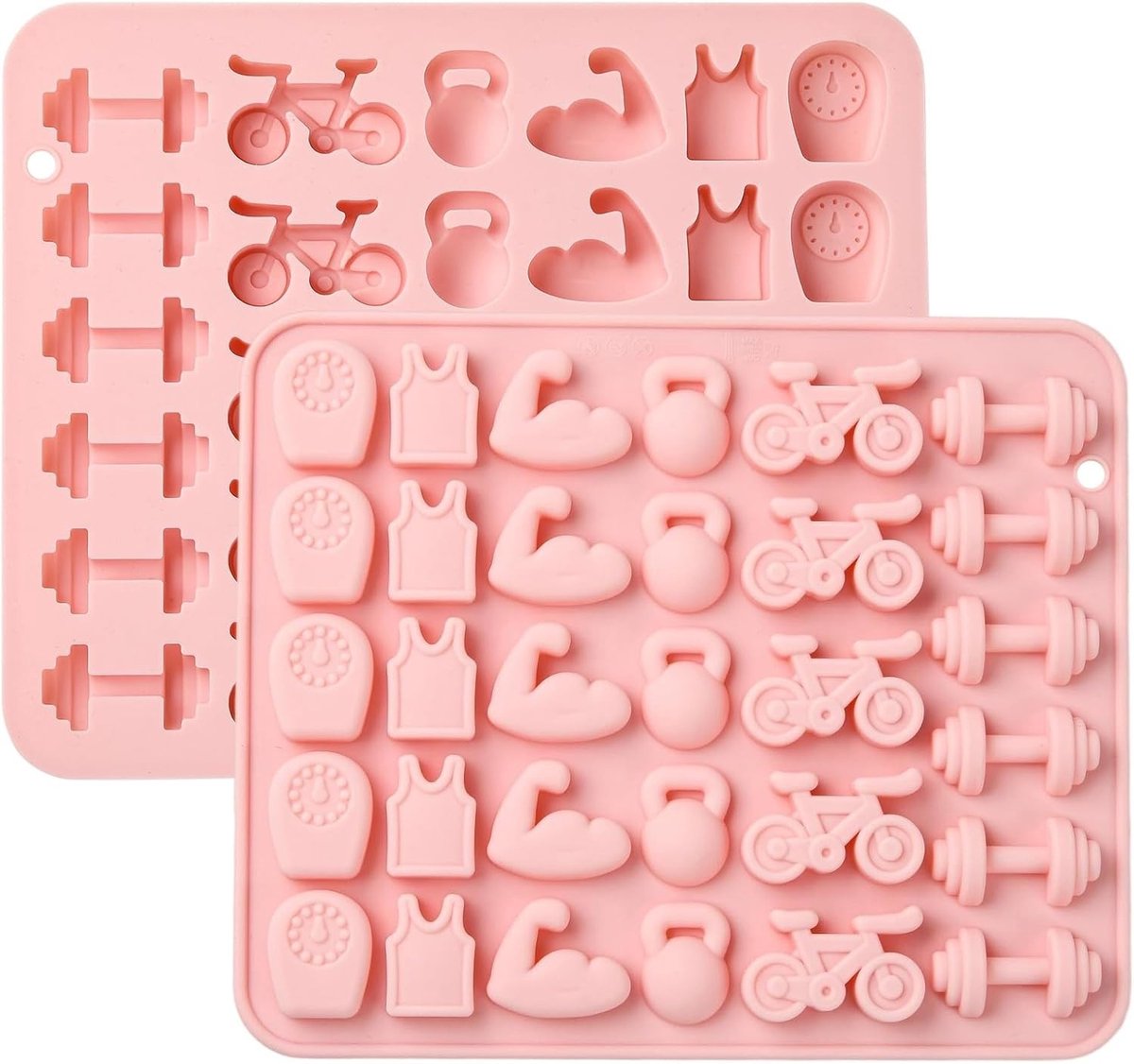 2 Stuks Silicone Mallen voor Fitness Thema - Sport Mallen met Gym Benodigdheden voor Chocolade Cake Decoratie